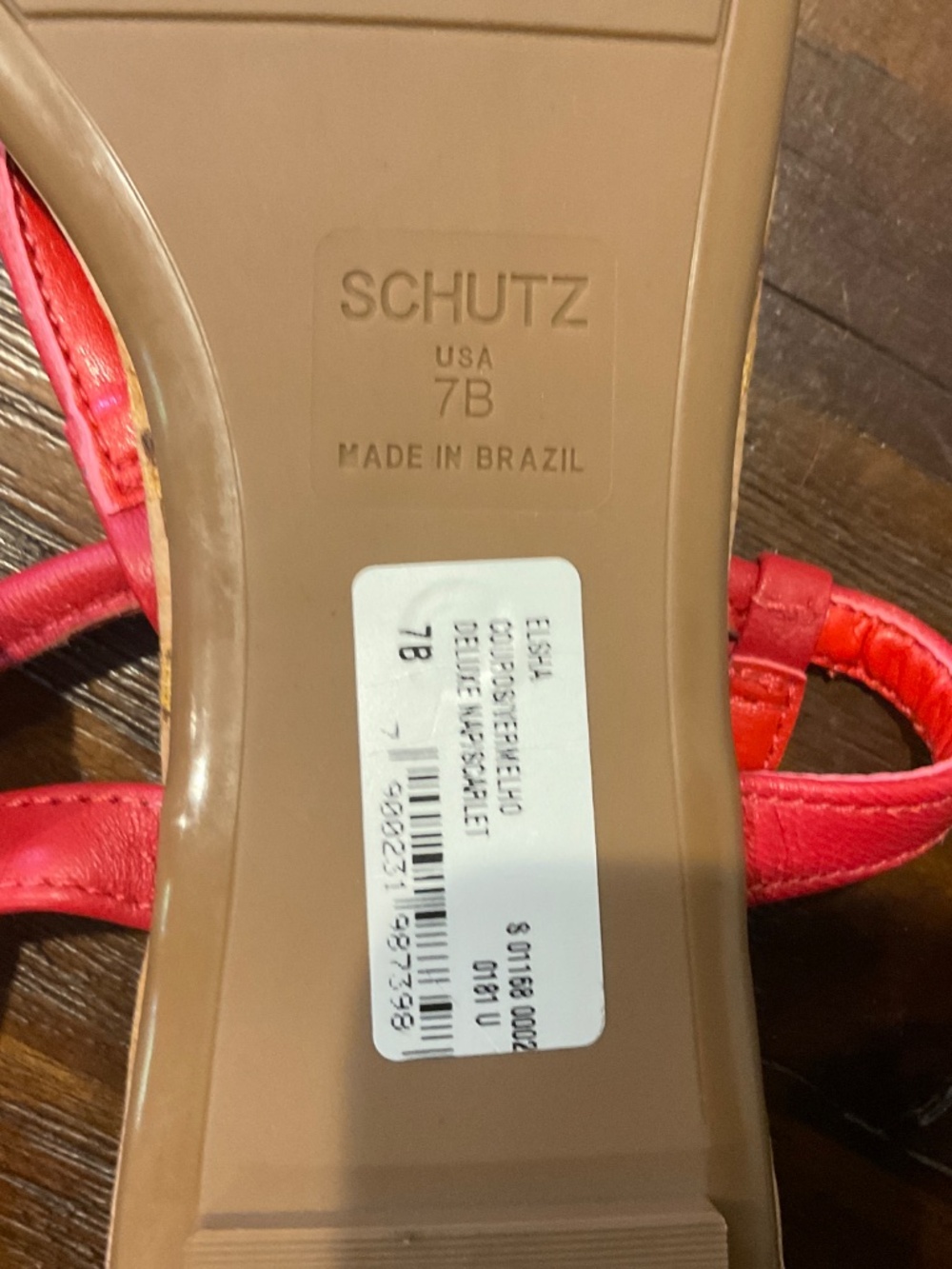 Schultz Elisha Flat Sandal Red Leather Size 7 - Picture 6 of 6